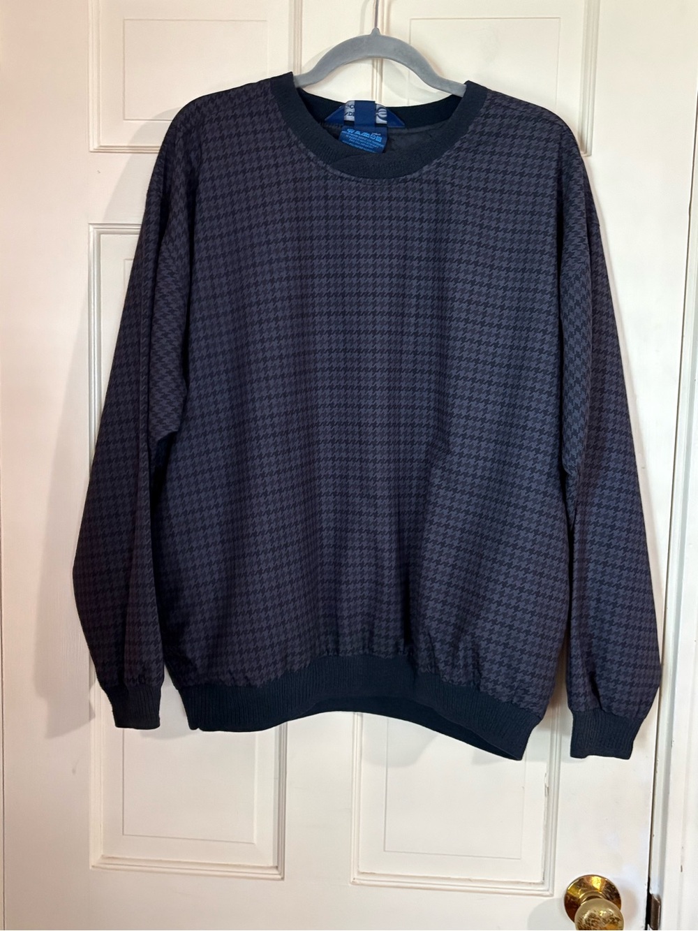 Sunderland of Scotland Mens Medium V-Neck Golf Windshirt Houndstooth Vintage